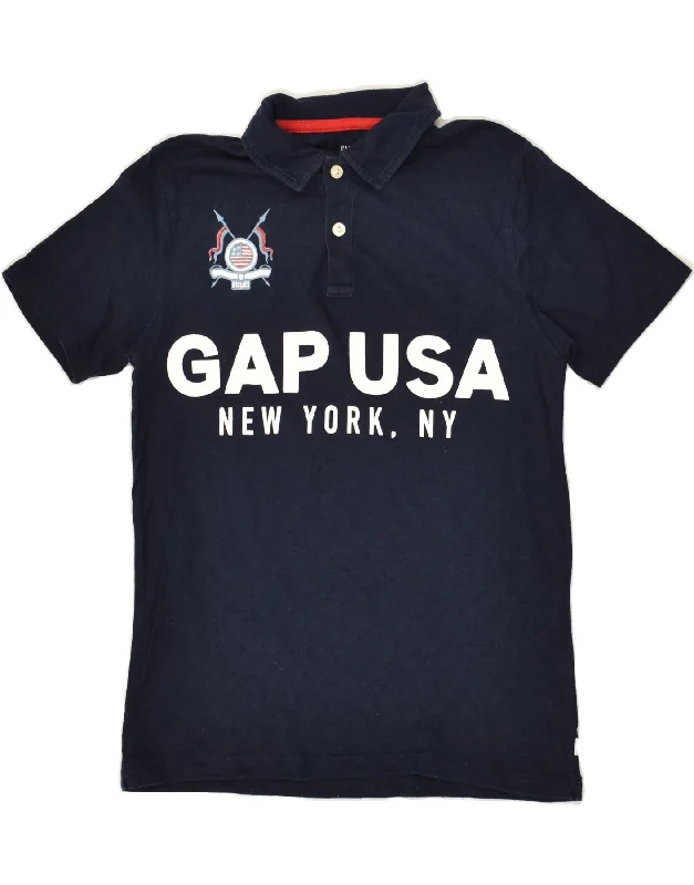 GAP Boys Graphic Polo Shirt 12-13 Years XL Navy Blue