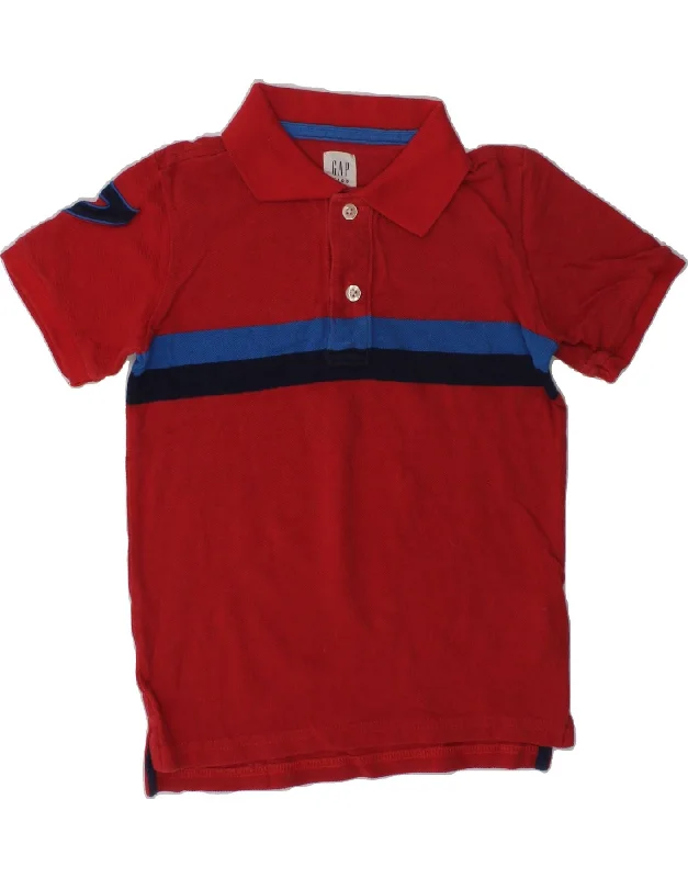 GAP Boys Rugby Polo Shirt 6-7 Years Small  Red Striped Cotton