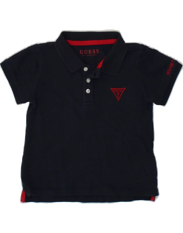 GUESS Boys Graphic Polo Shirt 4-5 Years Navy Blue Cotton