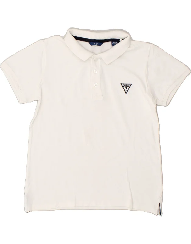 GUESS Boys Polo Shirt 9-10 Years White Cotton