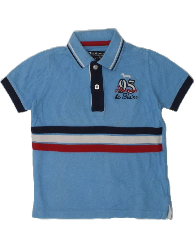 HARMONT & BLAINE Boys Graphic Polo Shirt 3-4 Years Blue Striped Cotton