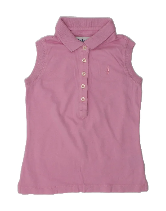 JECKERSON Girls Sleeveless Polo Shirt 5-6 Years Pink Cotton