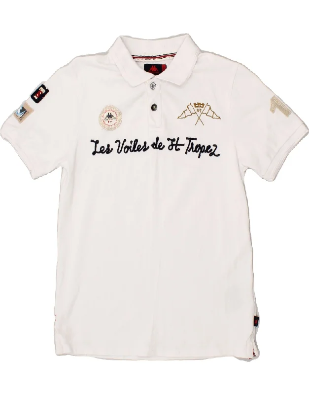 KAPPA Boys Graphic Polo Shirt 13-14 Years White Cotton