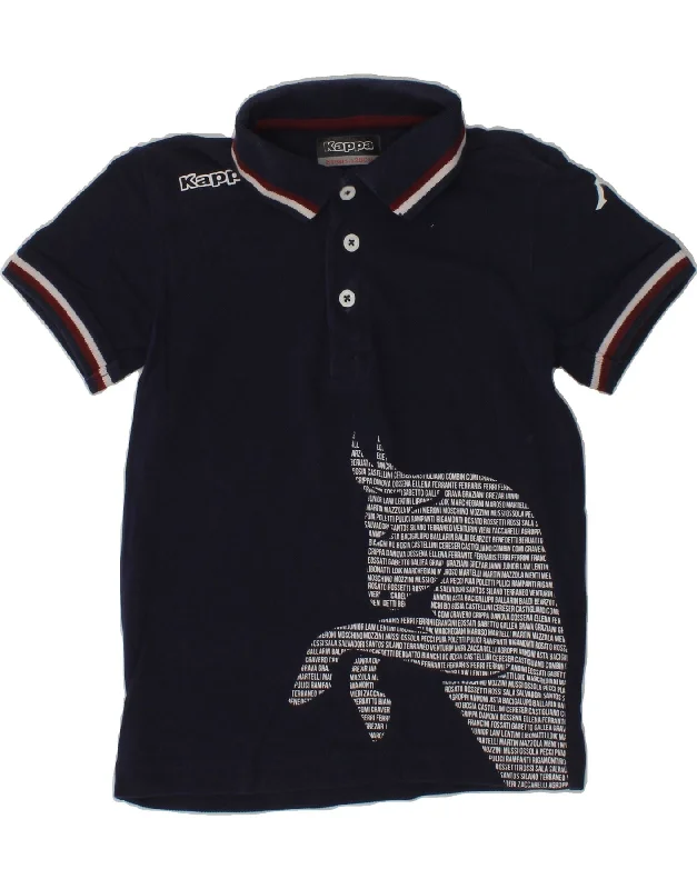 KAPPA Boys Graphic Polo Shirt 7-8 Years Navy Blue Cotton