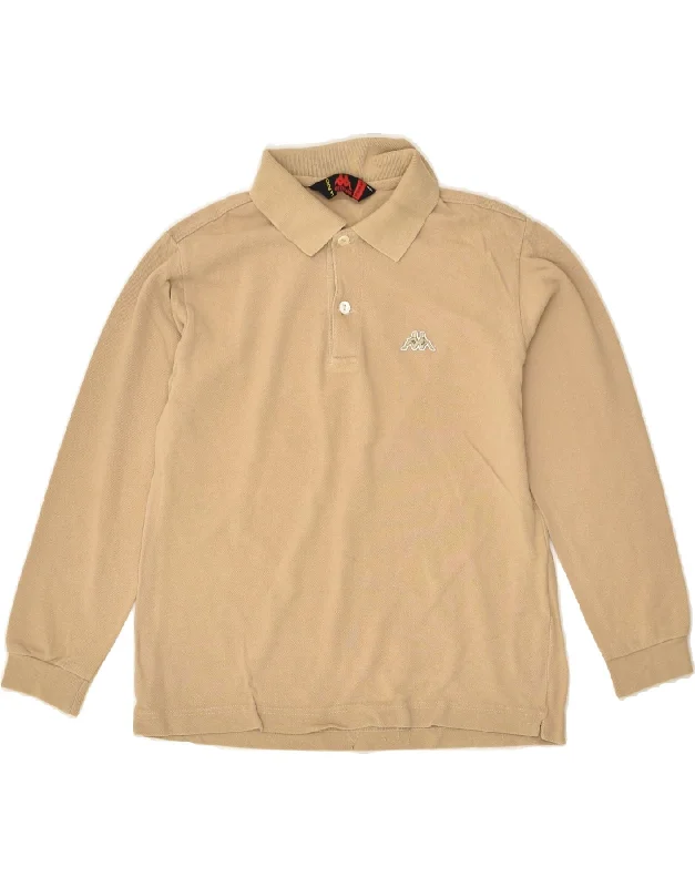 KAPPA Boys Long Sleeve Polo Shirt 7-8 Years Beige Cotton