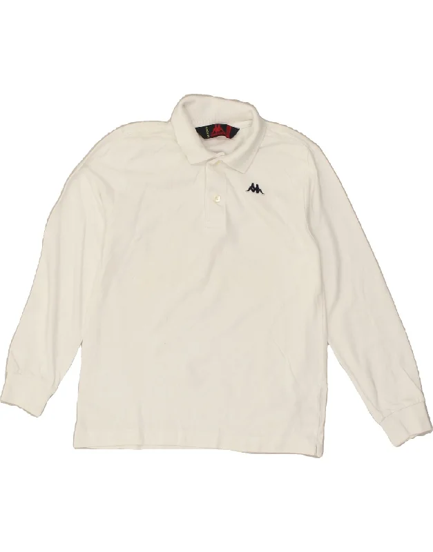 KAPPA Boys Long Sleeve Polo Shirt 7-8 Years White Cotton