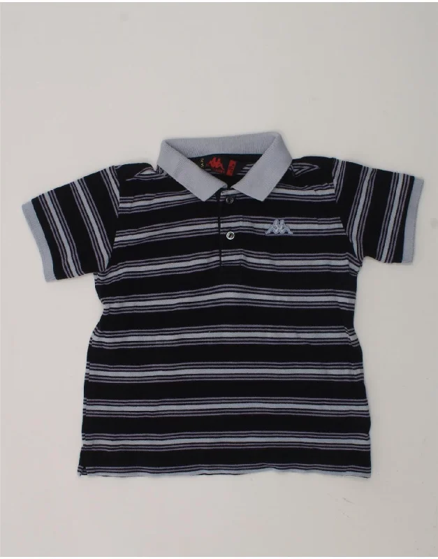 KAPPA Boys Polo Shirt 3-4 Years Navy Blue Striped Cotton