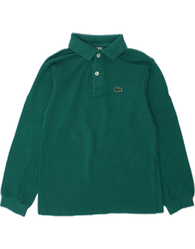 LACOSTE Boys Long Sleeve Polo Shirt 7-8 Years Green Cotton