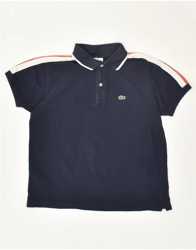 LACOSTE Boys Polo Shirt 13-14 Years Navy Blue Colourblock Cotton