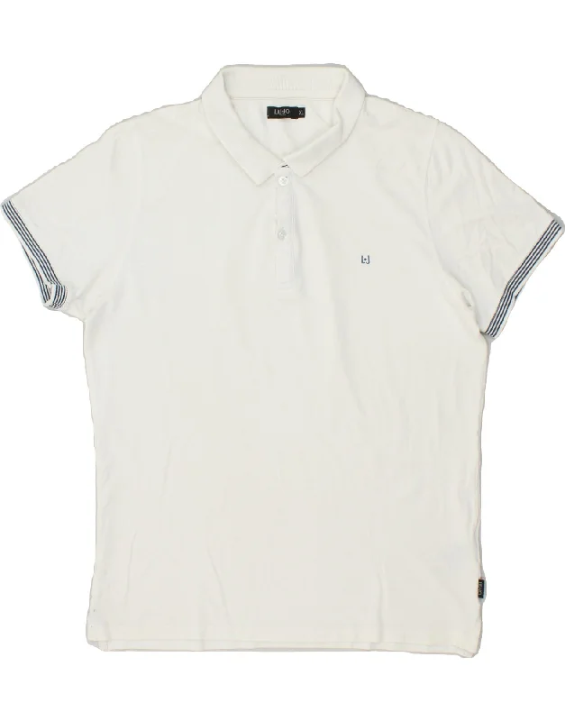 LIU JO Boys Polo Shirt 15-16 Years XL White Cotton