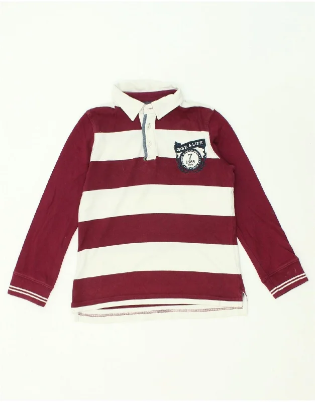 MASSIMO DUTTI Boys Graphic Long Sleeve Rugby Polo Shirt 9-10 Years Maroon