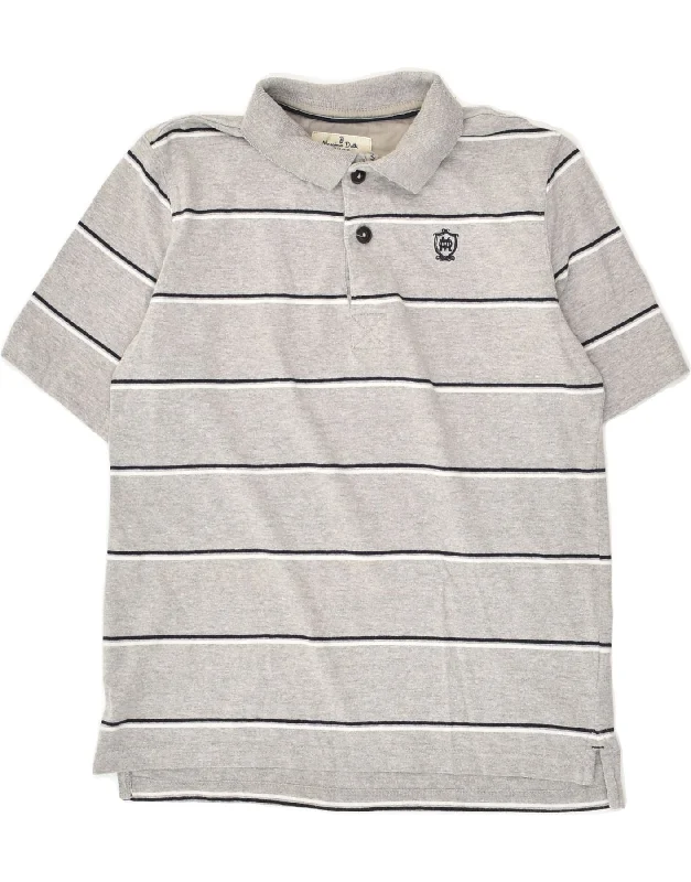 MASSIMO DUTTI Boys Polo Shirt 9-10 Years Grey Striped