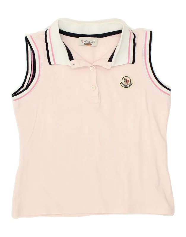 MONCLER Girls Sofia Sleeveless Polo Shirt 10-11 Years Pink Cotton