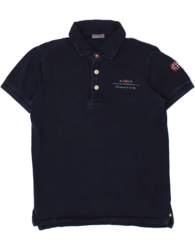 NAPAPIJRI Boys Graphic Polo Shirt 11-12 Years Navy Blue Cotton