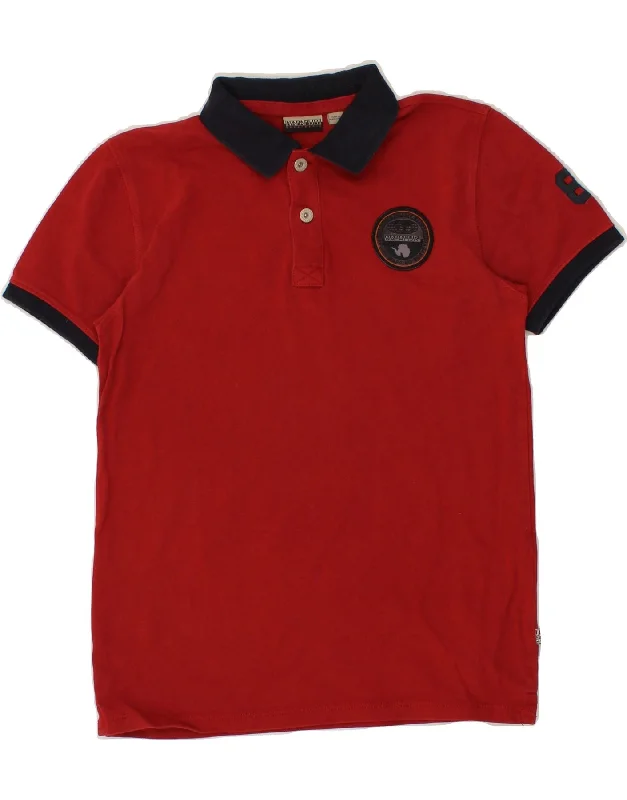 NAPAPIJRI Boys Graphic Polo Shirt 13-14 Years Red Cotton