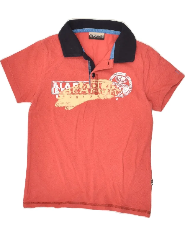 NAPAPIJRI Boys Graphic Polo Shirt 5-6 Years Red Cotton