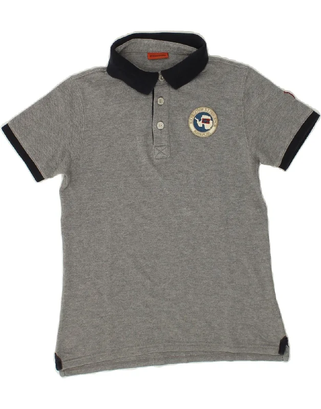 NAPAPIJRI Boys Polo Shirt 11-12 Years Grey Cotton