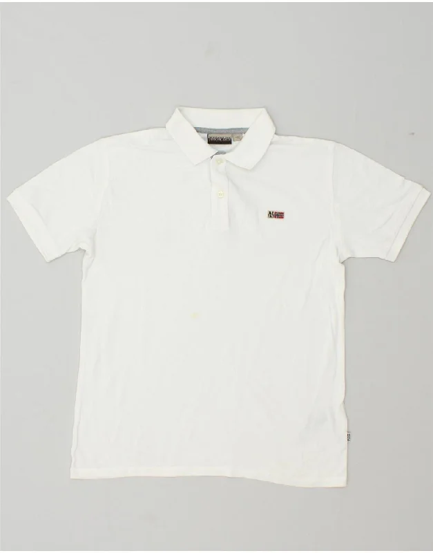 NAPAPIJRI Boys Polo Shirt 11-12 Years White Cotton