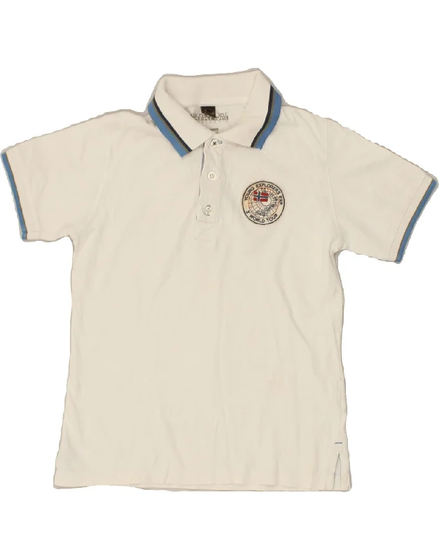 NAPAPIJRI Boys Polo Shirt 7-8 Years Off White Cotton