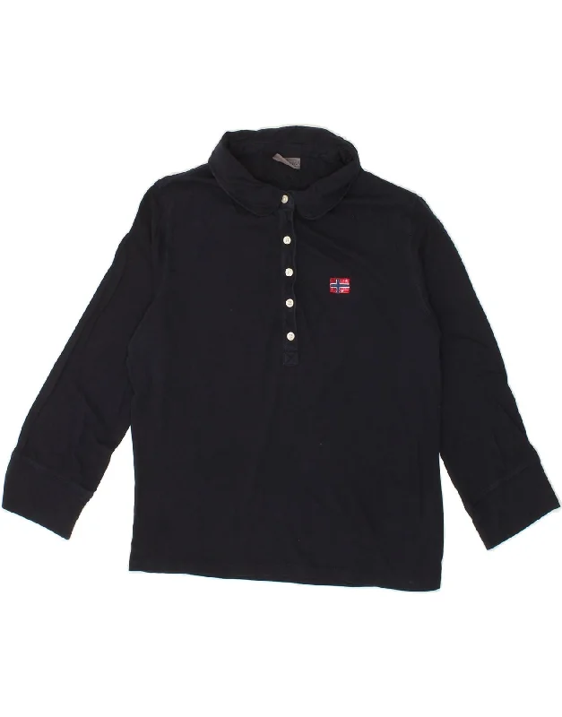 NAPAPIJRI Girls Long Sleeve Polo Shirt 9-10 Years Navy Blue Cotton