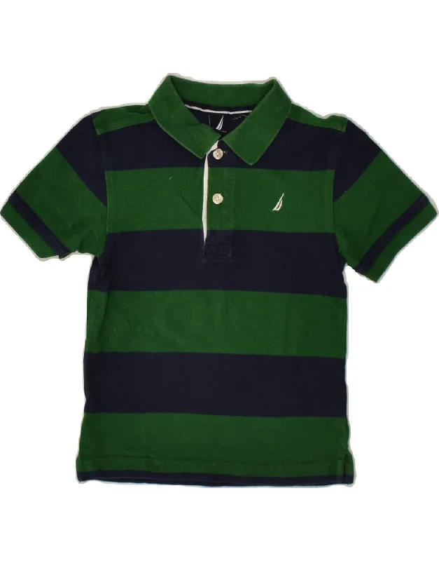 NAUTICA Boys Polo Shirt 2-3 Years Green Striped