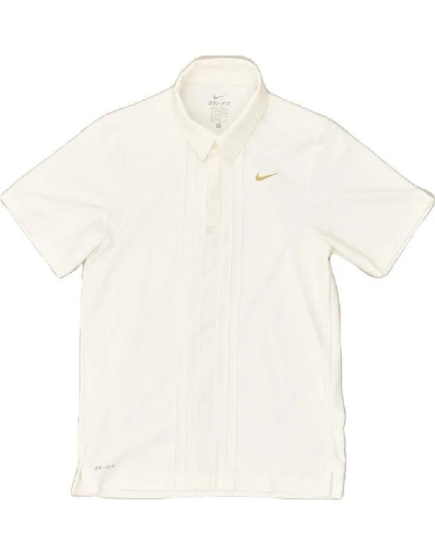 NIKE Boys Dri Fit Polo Shirt 10-11 Years Medium  White Polyester