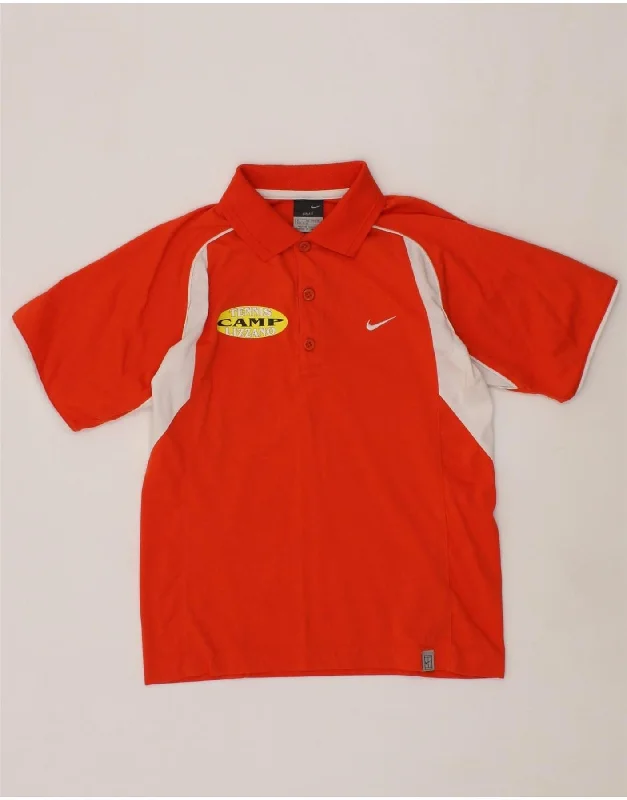 NIKE Boys Dri Fit Polo Shirt 8-9 Years Small  Red Colourblock Cotton