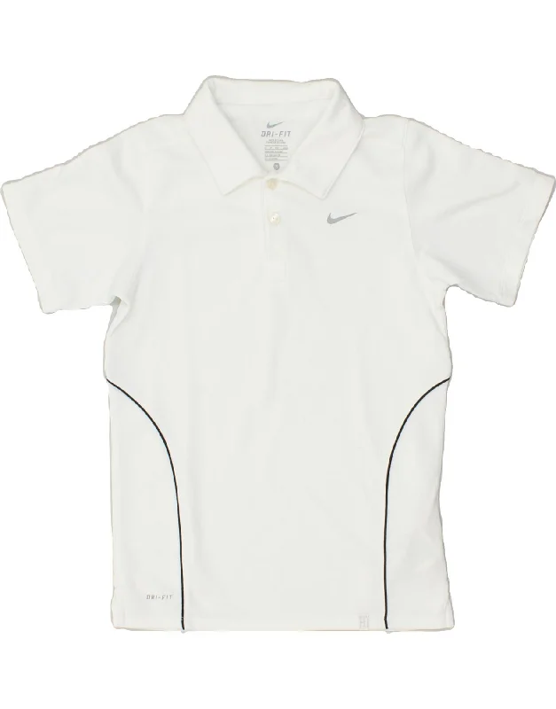 NIKE Boys Dri Fit Polo Shirt 8-9 Years Small  White Polyester