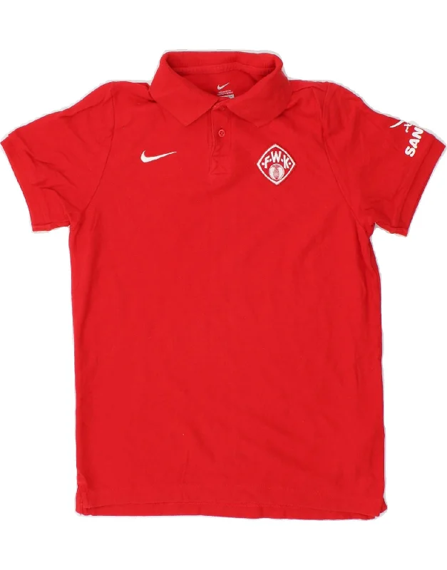 NIKE Boys Graphic Polo Shirt 12-13 Years Large Red Cotton