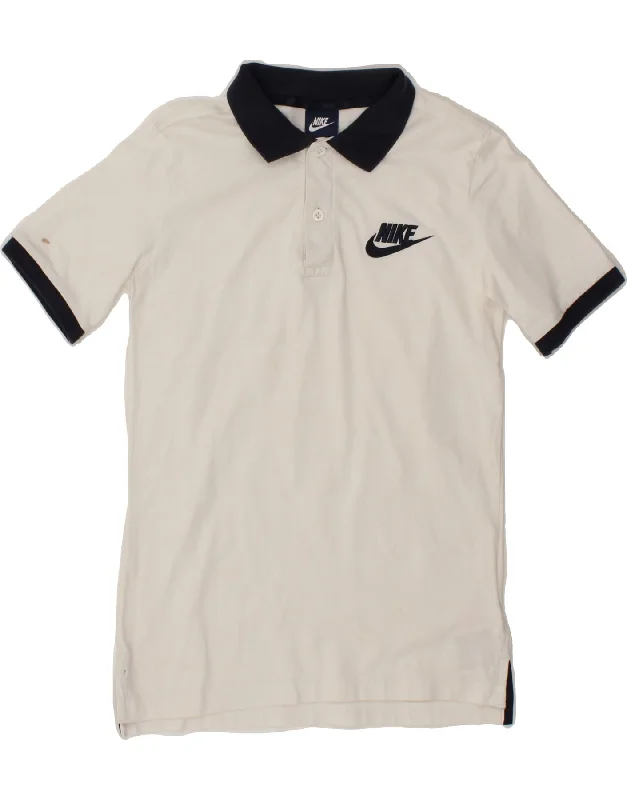 NIKE Boys Polo Shirt 12-13 Years Large  White Cotton