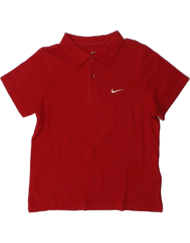 NIKE Boys Polo Shirt 7-8 Years XL Red Cotton