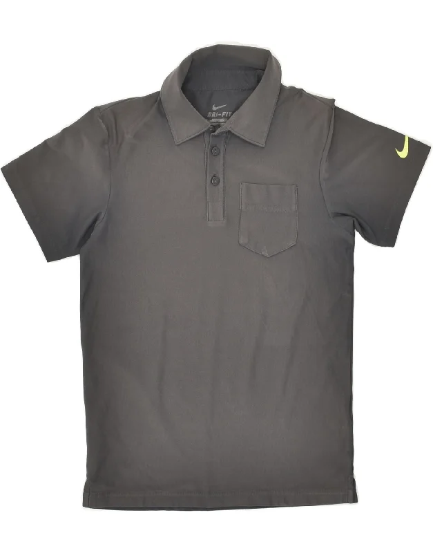 NIKE Boys Polo Shirt 8-9 Years Small Grey Polyester