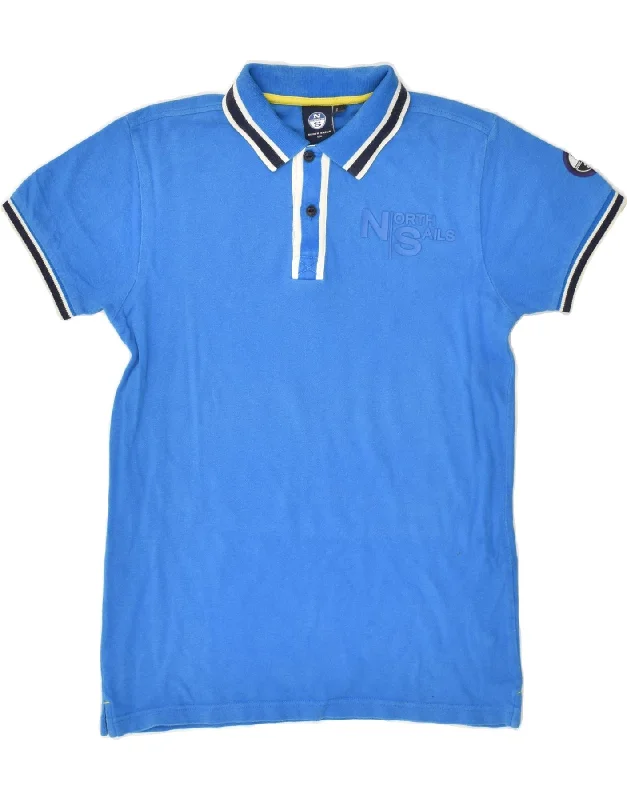 NORTH SAILS Boys Graphic Polo Shirt 11-12 Years Blue Cotton