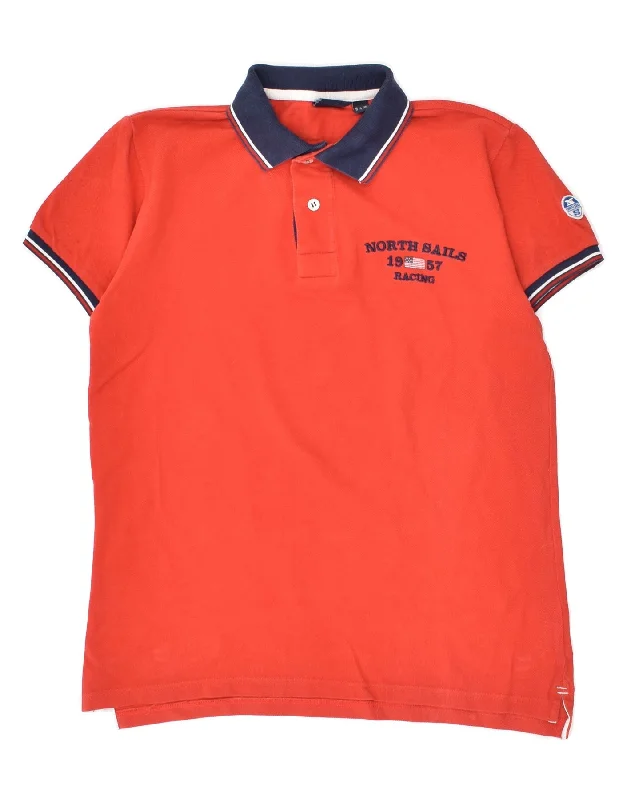 NORTH SAILS Boys Graphic Polo Shirt 11-12 Years Red Cotton