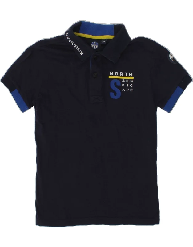 NORTH SAILS Boys Graphic Polo Shirt 5-6 Years Navy Blue Cotton