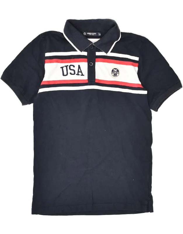 NORTH SAILS Boys Graphic Polo Shirt 9-10 Years Black Cotton