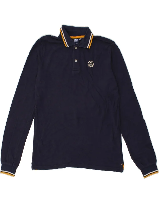 NORTH SAILS Boys Long Sleeve Polo Shirt 15-16 Years Navy Blue Cotton