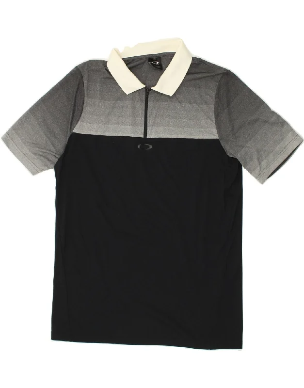 OAKLEY Boys Regular Fit Polo Shirt 15-16 Years Black Colourblock