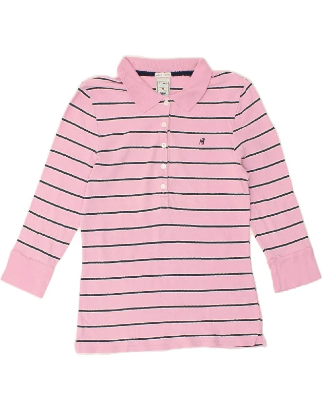 OLD NAVY Girls Long Sleeve Polo Shirt 4-5 Years Medium Pink Striped Cotton