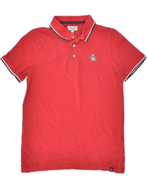 PENGUIN Boys Polo Shirt 12-13 Years Red Cotton