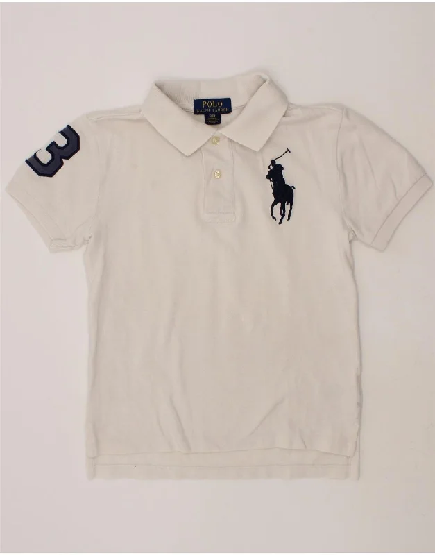 POLO RALPH LAUREN Boys Graphic Custom Fit Polo Shirt 7-8 Years Small White