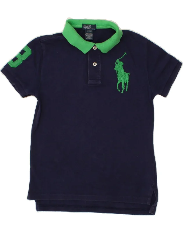 POLO RALPH LAUREN Boys Graphic Polo Shirt 10-11 Years Medium  Navy Blue