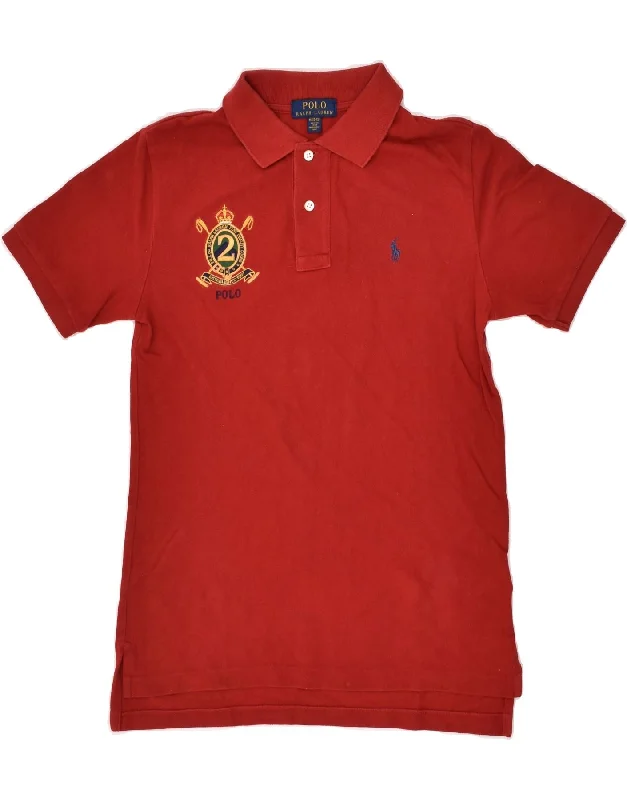 POLO RALPH LAUREN Boys Graphic Polo Shirt 10-11 Years Medium Red Cotton