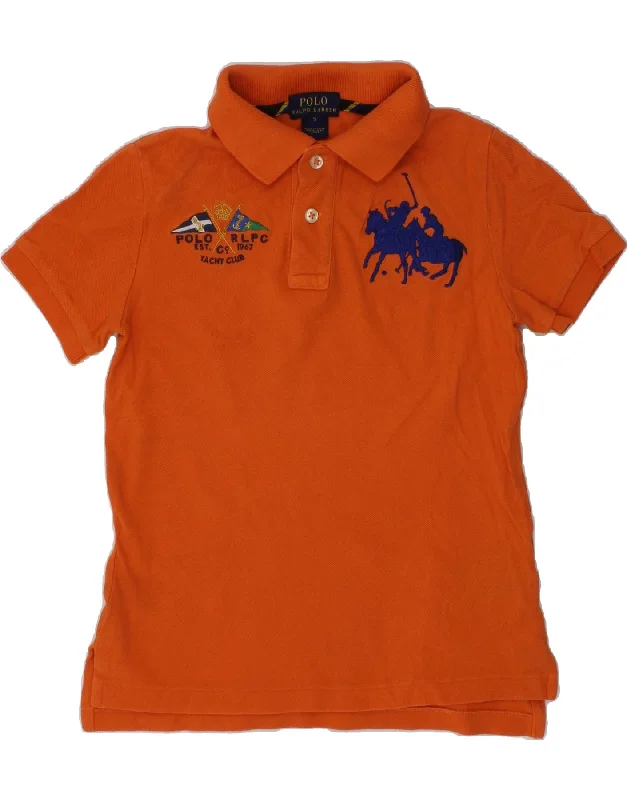 POLO RALPH LAUREN Boys Graphic Polo Shirt 4-5 Years Orange Cotton