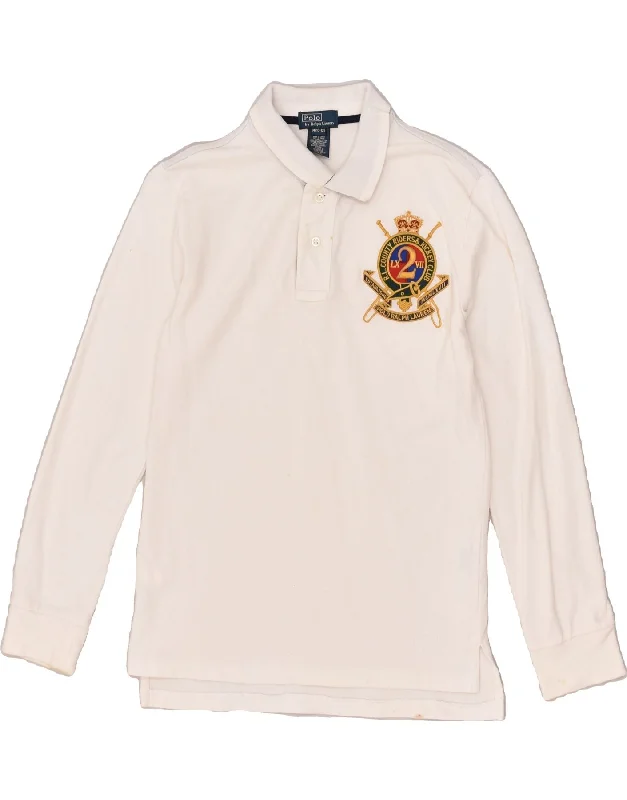 POLO RALPH LAUREN Boys Long Sleeve Polo Shirt 10-11 Years Medium White