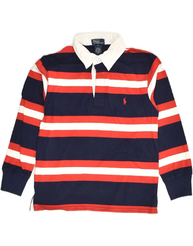 POLO RALPH LAUREN Boys Long Sleeve Polo Shirt 10-11 Years Small Navy Blue