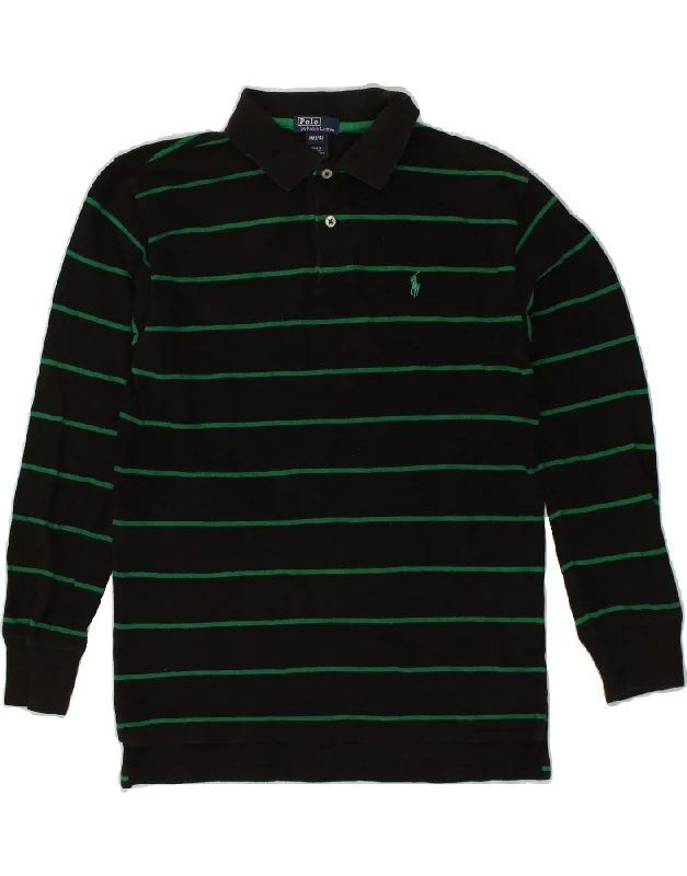 POLO RALPH LAUREN Boys Long Sleeve Polo Shirt 12-13 Years Medium  Black