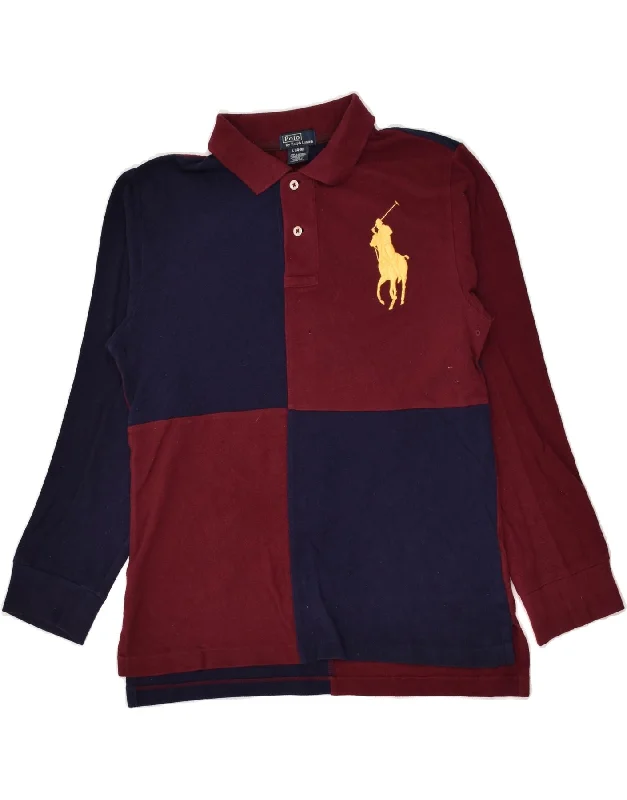 POLO RALPH LAUREN Boys Long Sleeve Polo Shirt 14-15 Years Large  Navy Blue