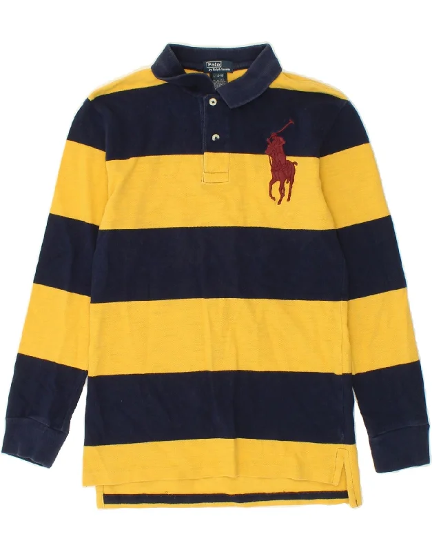 POLO RALPH LAUREN Boys Long Sleeve Polo Shirt 14-15 Years Large Yellow