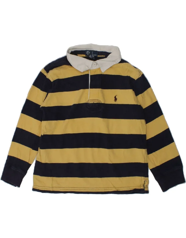 POLO RALPH LAUREN Boys Long Sleeve Polo Shirt 5-6 Years Yellow Striped